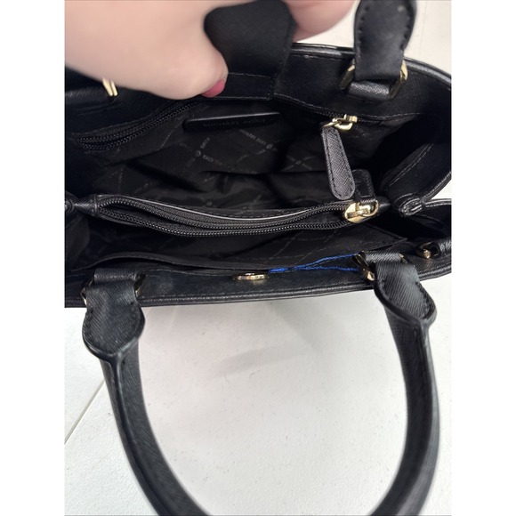Michael Kors Hailee Leather Satchel Crossbody Bag Black Gold Purse NO STRAP - Picture 8 of 10